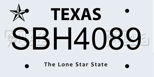 SBH4089 Texas License Plate