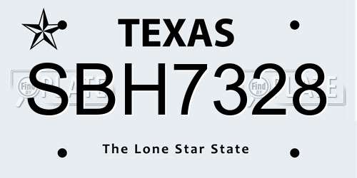 SBH7328 Texas License Plate
