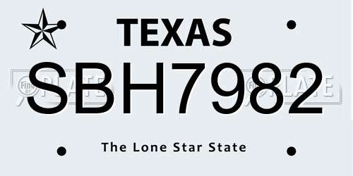 SBH7982 Texas License Plate