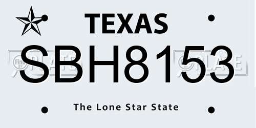 SBH8153 Texas License Plate