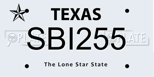 SBI255 Texas License Plate