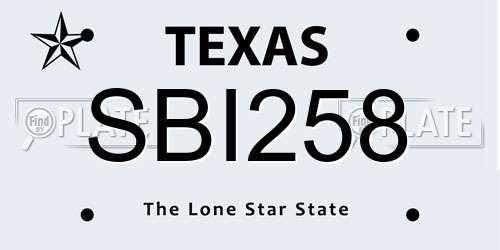 SBI258 Texas License Plate