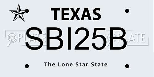 SBI25B Texas License Plate