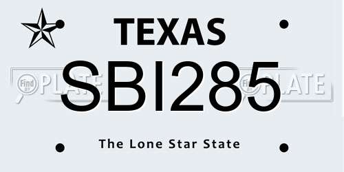 SBI285 Texas License Plate