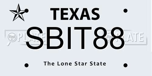 SBIT88 Texas License Plate