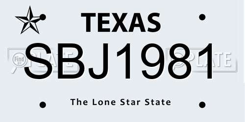 SBJ1981 Texas License Plate