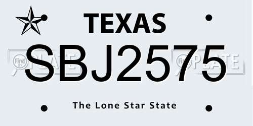 SBJ2575 Texas License Plate