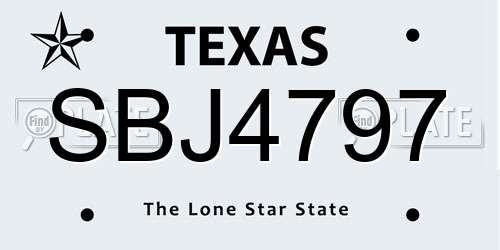 SBJ4797 Texas License Plate