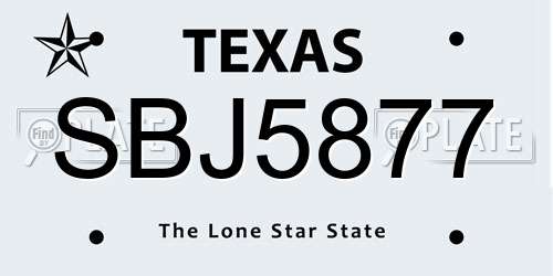 SBJ5877 Texas License Plate