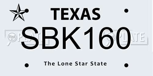 SBK160 Texas License Plate