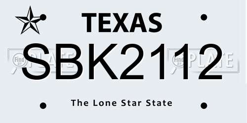 SBK2112 Texas License Plate