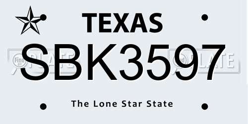 SBK3597 Texas License Plate
