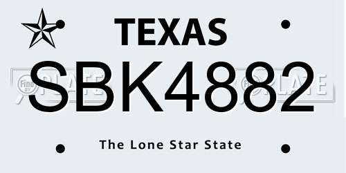 SBK4882 Texas License Plate