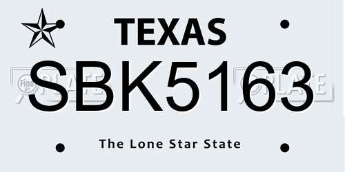 SBK5163 Texas License Plate