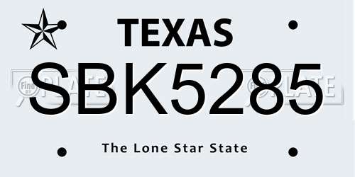 SBK5285 Texas License Plate