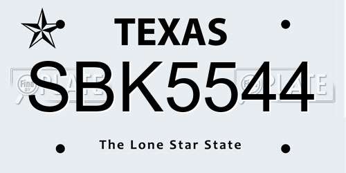 SBK5544 Texas License Plate