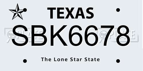 SBK6678 Texas License Plate