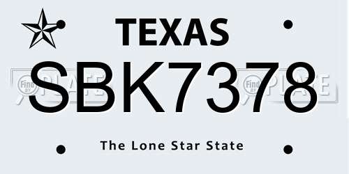 SBK7378 Texas License Plate