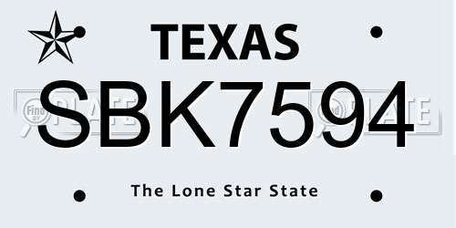SBK7594 Texas License Plate