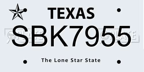 SBK7955 Texas License Plate