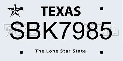 SBK7985 Texas License Plate