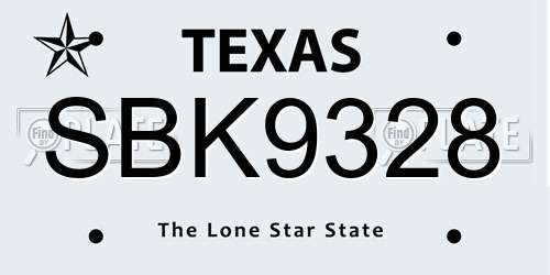 SBK9328 Texas License Plate