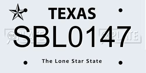 SBL0147 Texas License Plate