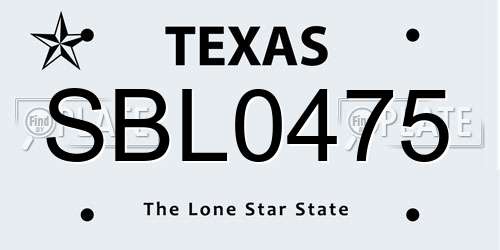 SBL0475 Texas License Plate