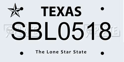 SBL0518 Texas License Plate