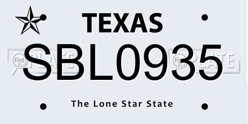 SBL0935 Texas License Plate