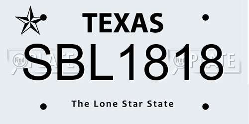SBL1818 Texas License Plate