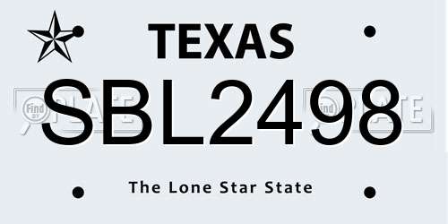 SBL2498 Texas License Plate