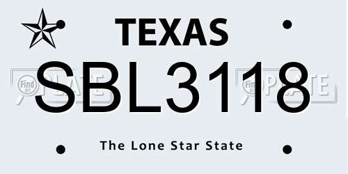 SBL3118 Texas License Plate