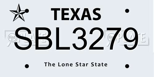 SBL3279 Texas License Plate