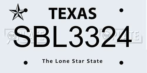 SBL3324 Texas License Plate