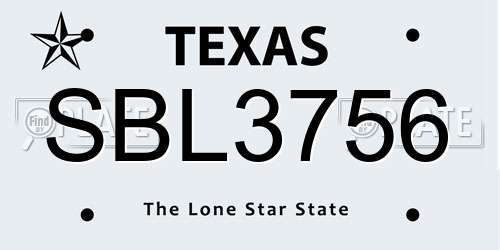 SBL3756 Texas License Plate