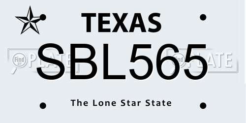SBL565 Texas License Plate