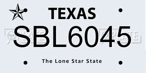 SBL6045 Texas License Plate