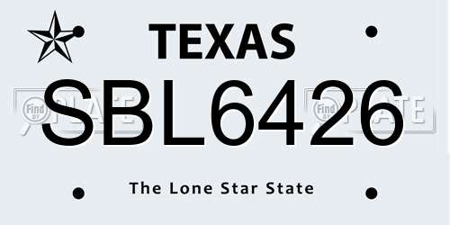 SBL6426 Texas License Plate