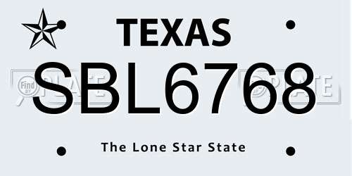 SBL6768 Texas License Plate