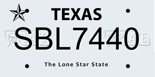 SBL7440 Texas License Plate