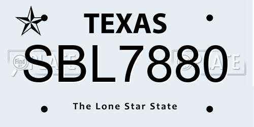 SBL7880 Texas License Plate