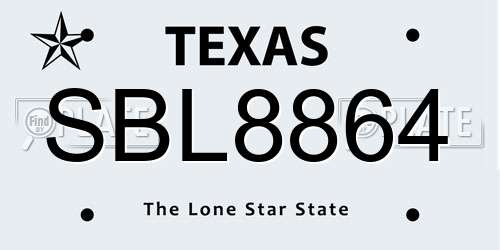 SBL8864 Texas License Plate