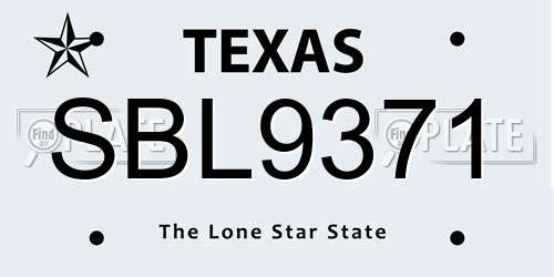 SBL9371 Texas License Plate