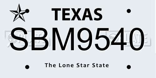 SBM9540 Texas License Plate
