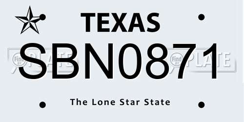 SBN0871 Texas License Plate