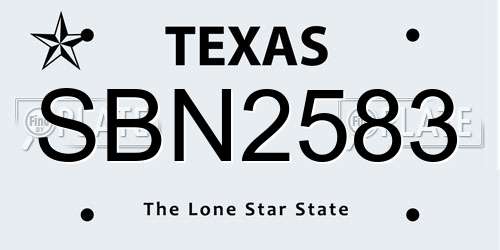 SBN2583 Texas License Plate