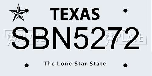 SBN5272 Texas License Plate