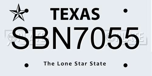 SBN7055 Texas License Plate