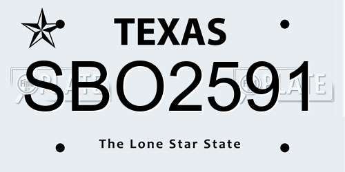 SBO2591 Texas License Plate